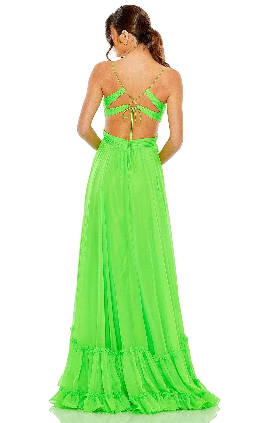 Gowns Evening Dresses/ Sleeveless A-Line Sleeveless Spaghetti Straps Side and Back Cut-Out Ruffled Hem Prom Dress/ Evening Dresses/ Formal Women's Dresses/ Prom Dress Shops